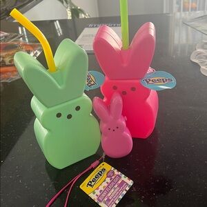 Peeps Bunny Sippers in Pink and Green and PeepsBunny Flashlight. New